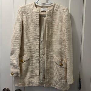 Babaton Ivory Textured Blazer with Gold Accents